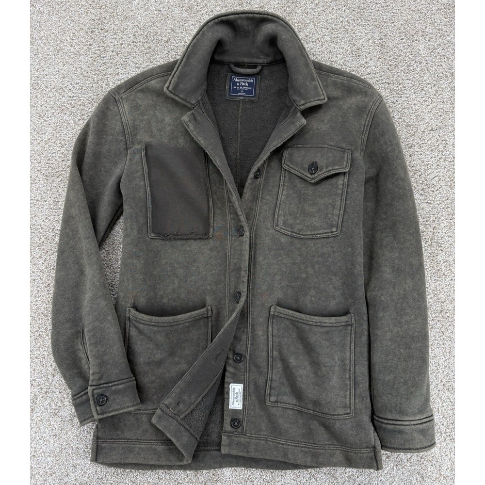 Abercrombie & Fitch Field Jacket Women's Small Military Gray Washed Fleece Chore